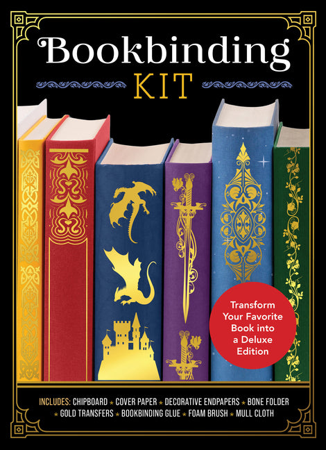 Bookbinding Kit: Transform Your Favorite Book Into a Deluxe Edition - Includes: Chipboard, Cover Paper, Decorative Endpapers, Bone Folder, Gold Transf