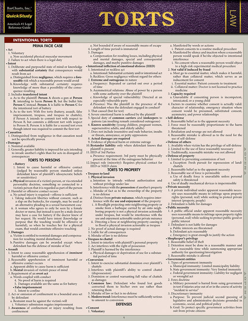 Torts: Quickstudy Laminated Reference Guide
