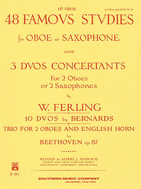 48 Famous Studies, (1st and 3rd Part): Oboe - Melodious Etudes with Oboe and Saxophone Sheet Music - Oboe and Saxophone Duet Book with 3 Duos Concerta