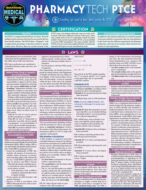 Pharmacy Technician - Ptce: Quickstudy Laminated Reference Guide