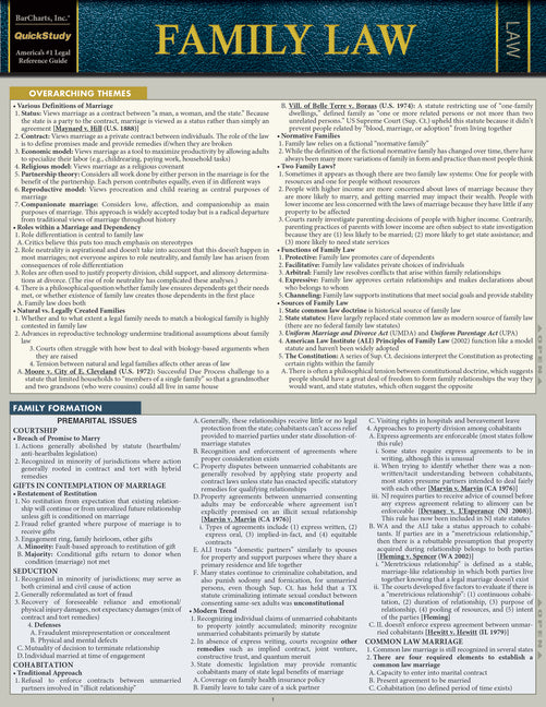 Family Law: A Quickstudy Laminated Reference Guide (Third Edition, New Edition, Updated & Revised)
