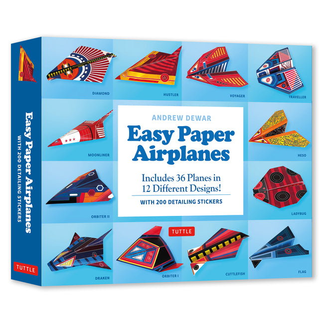 Easy Paper Airplanes Kit: For Kids!! Fold 36 Paper Planes in 12 Different Designs! (Includes 200 Stickers!)