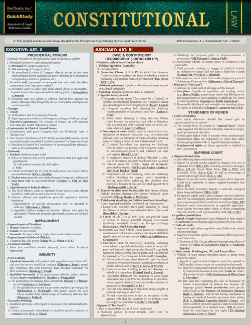 Constitutional Law: A Quickstudy Laminated Reference Guide (Third Edition, New Edition, Updated & Revised)