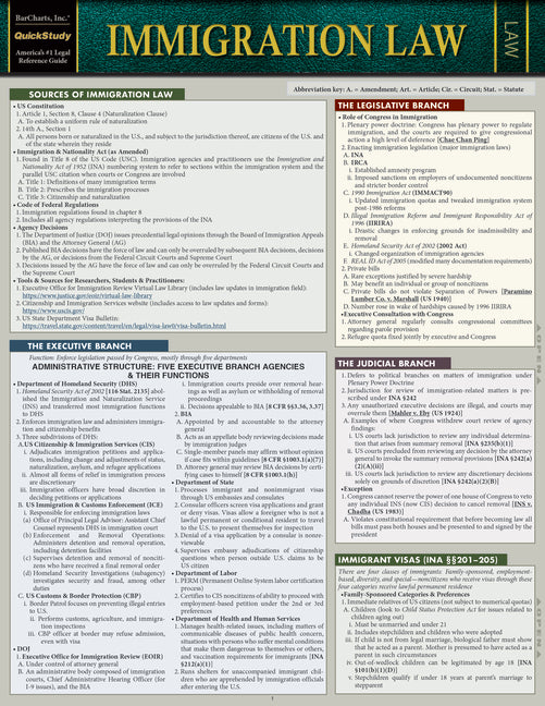 Immigration Law: A Quickstudy Laminated Reference Guide (Third Edition, New Edition, Updated & Revised)
