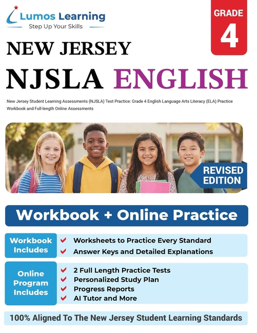 New Jersey Student Learning Assessments (NJSLA) Test Practice: Grade 4 English Language Arts Literacy (ELA) Practice Workbook and Full-length Online A