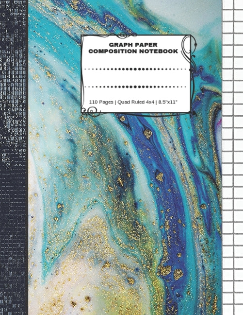 Graph Paper Composition Notebook: 110 Pages - Quad Ruled 4x4 - 8.5" x 11" Marble Large Notebook with Grid Paper - Math Notebook For Students
